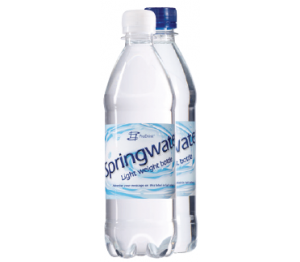 Waterflesje 500 ml. met eigen opdruk (platte dop)